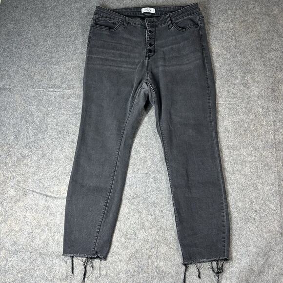 Carley Jean Los Angelos Danny Skinny Jeans Womens 2X Black Button Fly Stretch - Picture 1 of 10